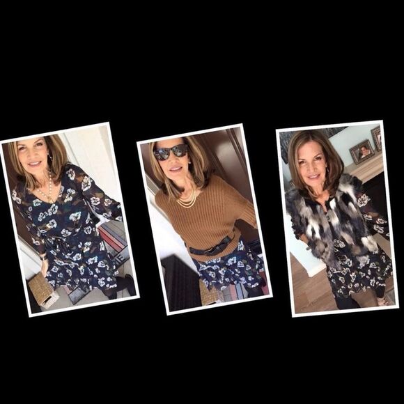 NWOT CAbi Pirouette Floral Semi Sheer Long Sleeve Tiered Dress Style 3460 Size M - Picture 3 of 6